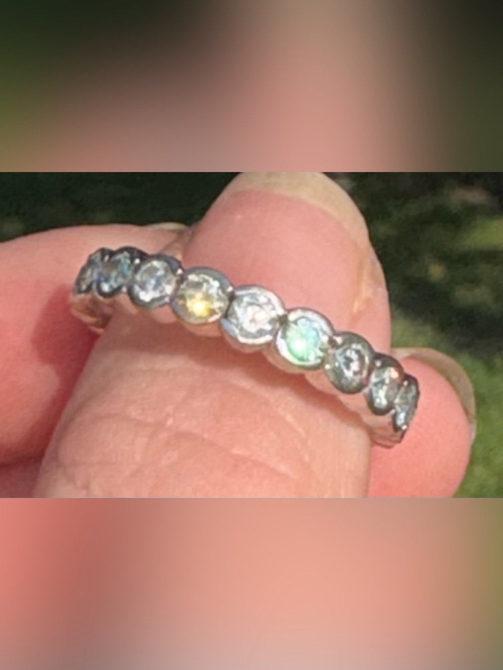 Natural 2Ct Ice Blue Diamond Eternity Ring